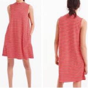 J. Crew red stripe mock neck swing dress